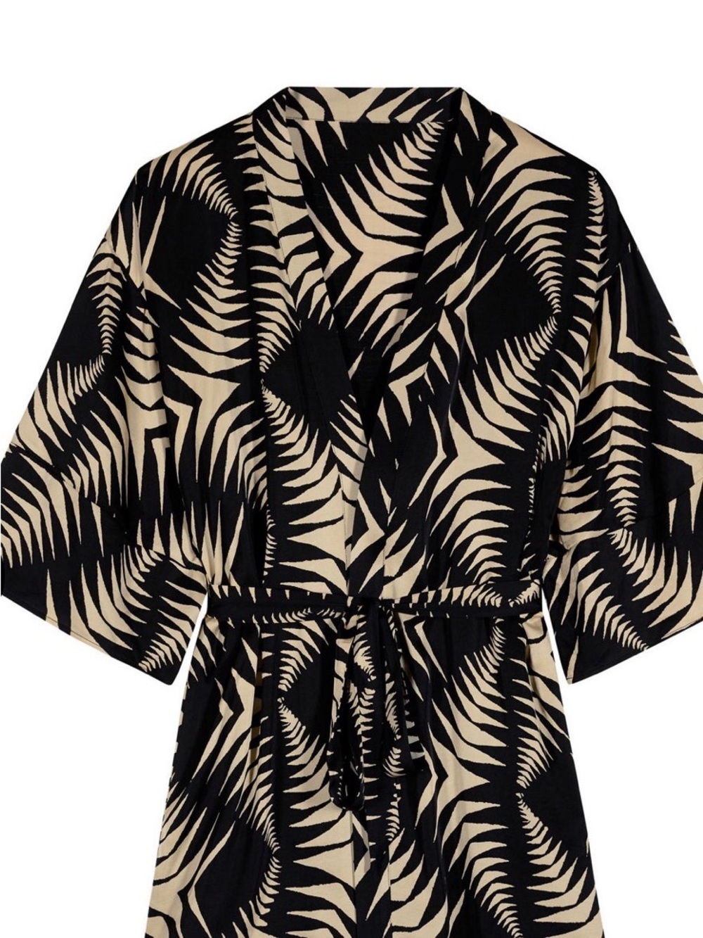 ba&sh Black and Cream Abstract Zebra Print Wrap